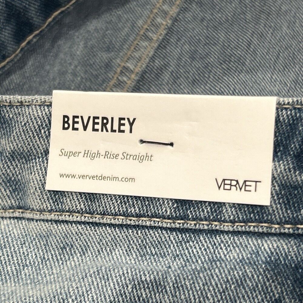 Vervet Beverly Jeans Women 31 Super High Rise Distressed Straight Button Fly New - Picture 4 of 8